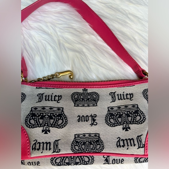 Vintage Juicy Couture Shoulder Bag Pink Leather and Canvas 2004-2006 P&G - Picture 8 of 15